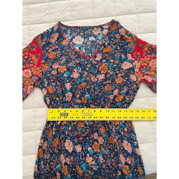 Pretty Garden Multicolor Floral Short Sleeve Cinch Waist Lightweight Maxi Dress - Picture 10 of 11